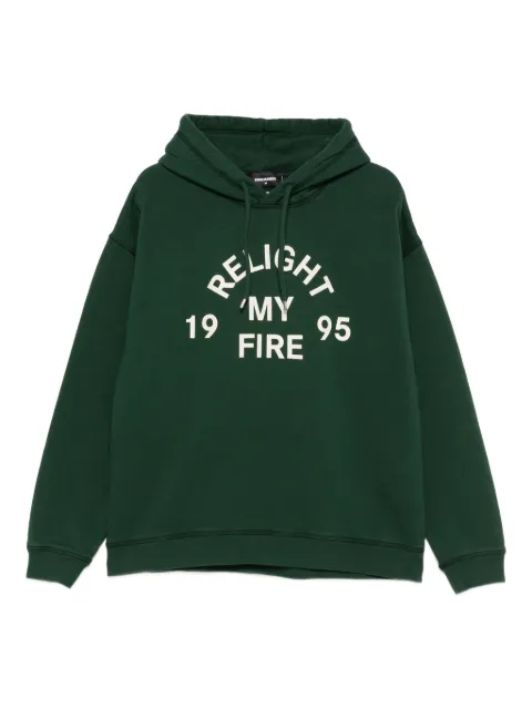 DSQUARED2 graphic-print cotton hoodie Green S71GU0738S25030