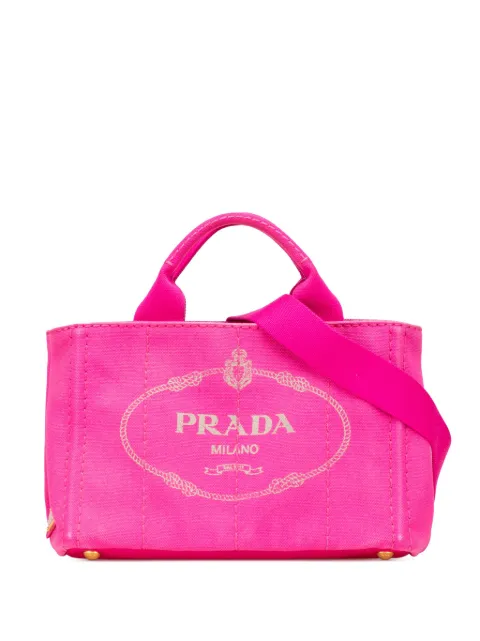 Prada Pre-Owned 2013-2025 Small Canvas Canapa Logo satchel Pink 586N3TC014IL7XKY