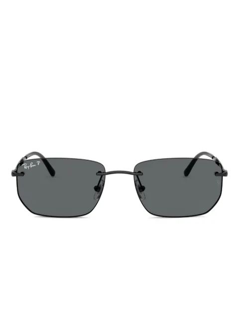 Ray-Ban rimless rectangle-frame sunglasses Black RB376800281