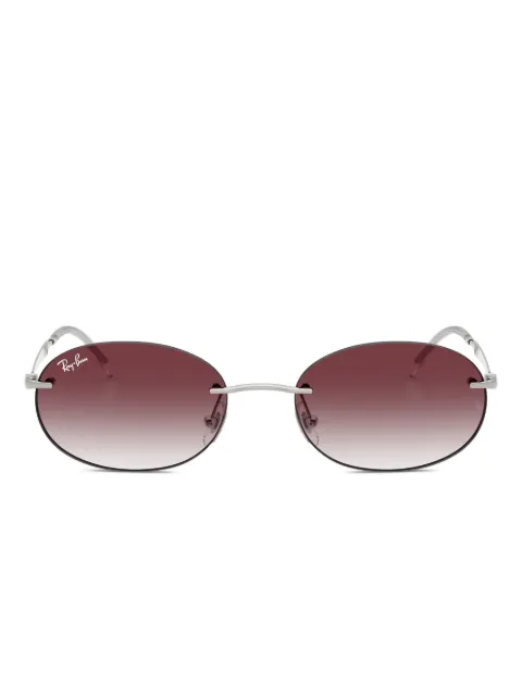 Ray-Ban oval-frame rimless sunglasses Silver RB37670038H