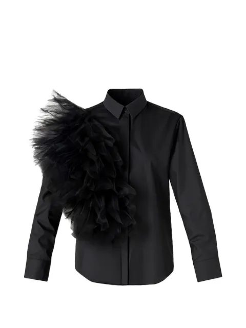 Alchemy tulle-insert ruffled shirt Black LIA724