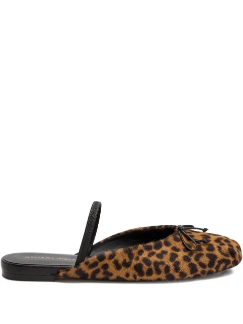 Stuart Weitzman bow-detail leopard-print mules Neutrals SL585Q1RA