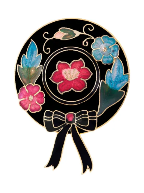 Susan Caplan Vintage 1980s floral-motif brooch Black PN025006