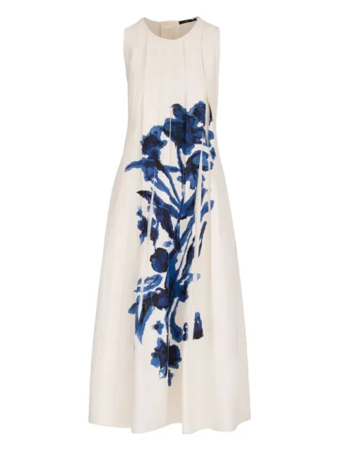 High floral-print pleated dress Neutrals 72165105E53