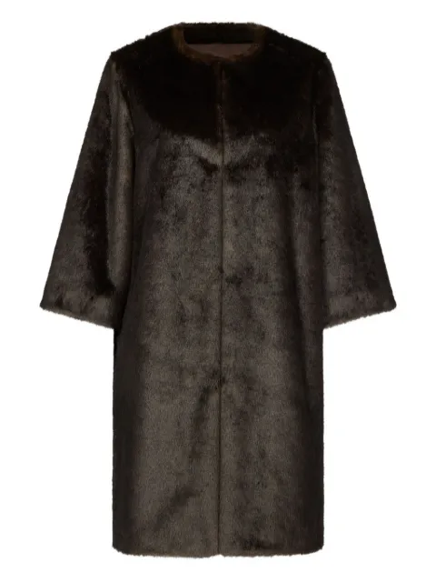 LouLou de Saison three-quarter-sleeve faux-fur coat Brown MOORE