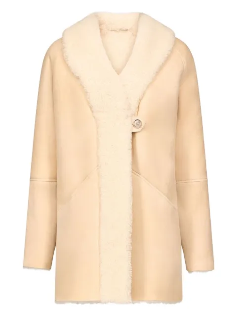 LouLou de Saison Isak elongated-lapel shearling coat Neutrals ISAK