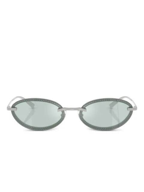 Jimmy Choo Eyewear beaded oval-frame sunglasses Silver JC4020B30029C