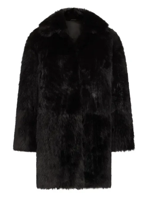 LouLou de Saison shearling spread-collar coat Black RUBEN
