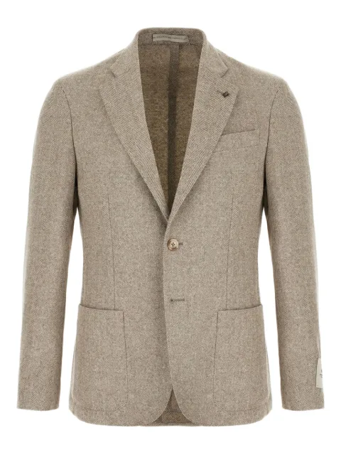 Corneliani herringbone single-breasted blazer Neutrals 26XZ442666345