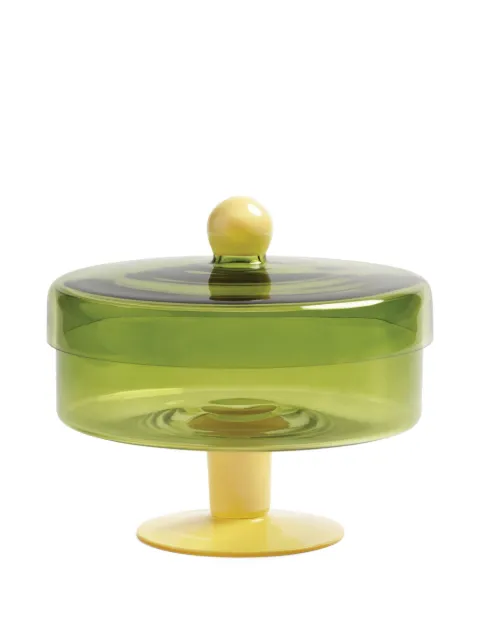 &k Amsterdam Duo pedestal jar (22cm x 20cm) Green 150403