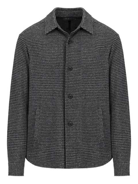 Harris Wharf London houndstooth shirt Grey CH9320MRA09