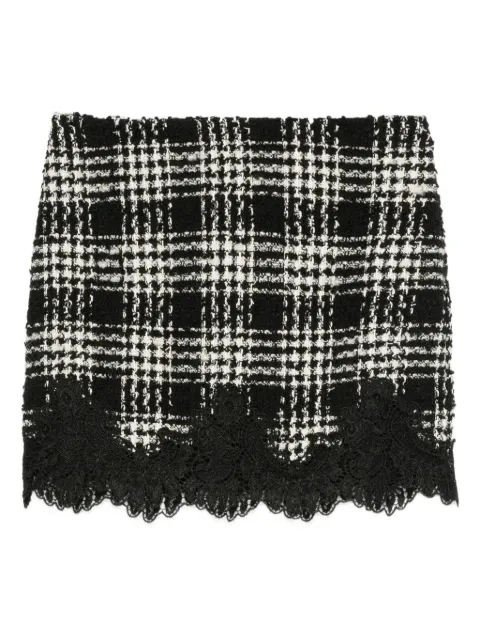 TWINSET check-print lace-lace mini skirt Black 252TT2112