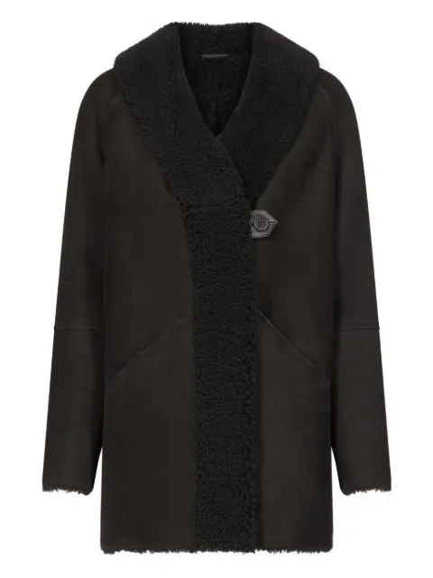 LouLou de Saison Isak hooded shearling coat Black ISAK