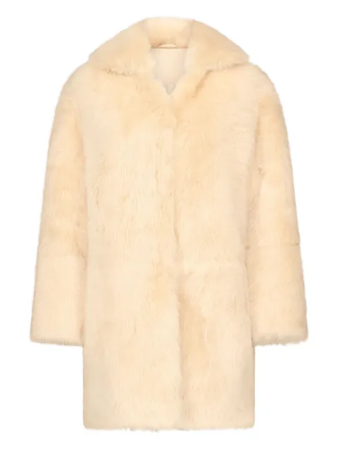 LouLou de Saison RUBEN spread-collar lamb-fur coat Neutrals RUBEN