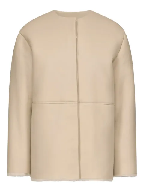 LouLou de Saison Fargo leather-panelled shearling jacket Neutrals FARGO