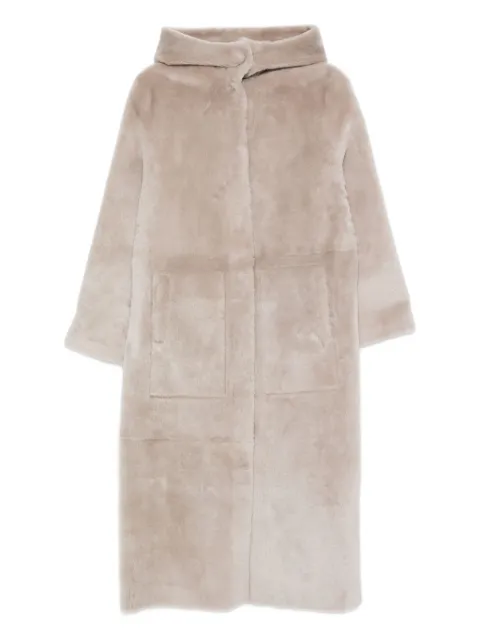 Simonetta Ravizza hooded shearling coat Neutrals F05CO170H21