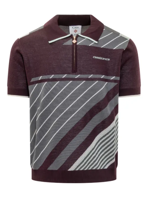 Casablanca diagonal-stripe polo shirt Black MAW25KW110