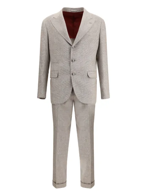 Brunello Cucinelli peaked-lapel check suit Neutrals MA479LDFV2C162
