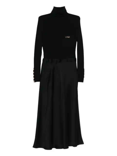 Elisabetta Franchi logo-plaque midi dress Black AM06B56E2