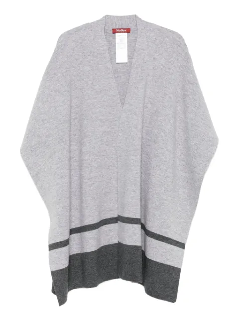 Max Mara stripe-detail V-neck cape Grey 26736012600