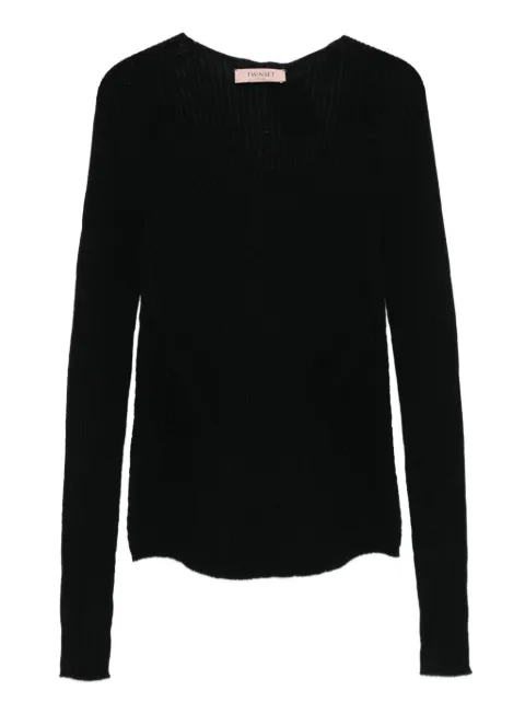 TWINSET ribbed V-neck sweater Black 252TT3110