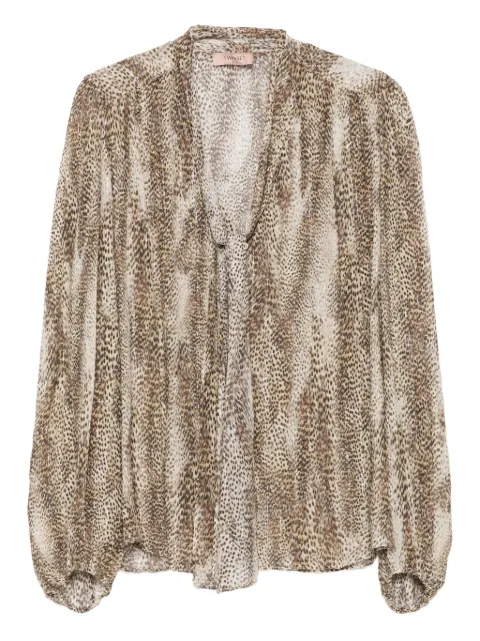 TWINSET animal-print tie-neck blouse Brown 252TT2351