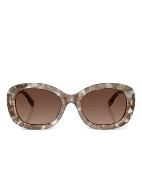 Tory Burch marble-effect oval-frame sunglasses Brown TY7226