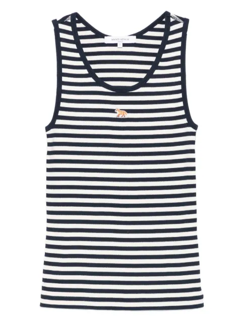 Maison Kitsuné striped fox-embroidered top Blue PW00619KJ7033