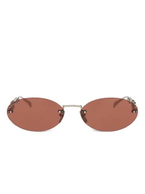Gucci Eyewear pearl-embellished oval-frame sunglasses Silver GC0024564100D1