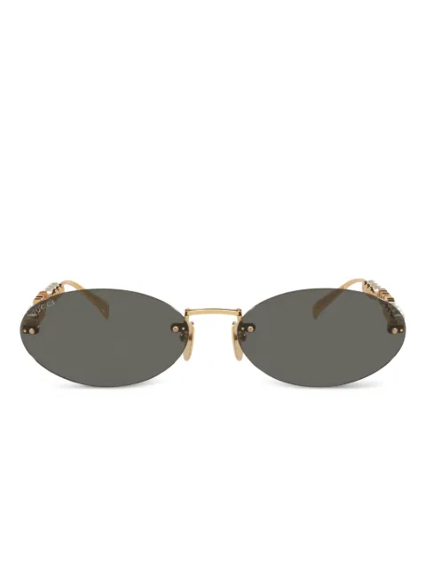 Gucci Eyewear pearl-embellished oval-frame sunglasses Gold GC0024562300L1
