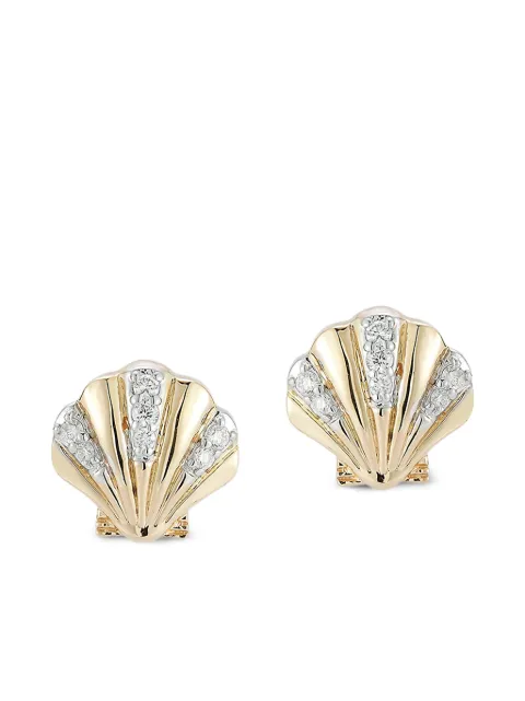 Mateo diamond shell earrings Gold 14KTPETITEVENUSSTUDS