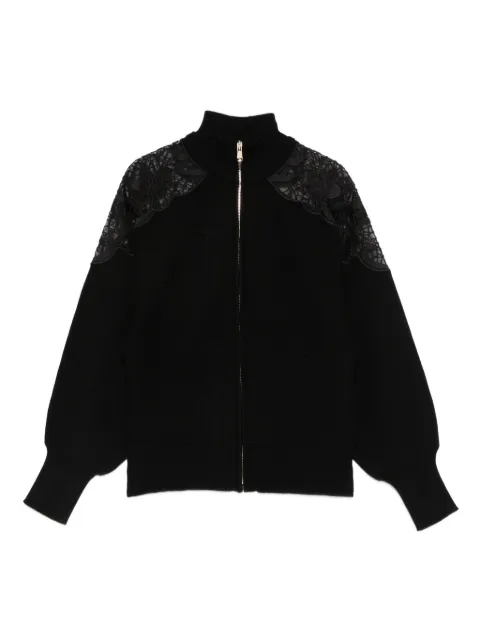 TWINSET lace-detail zip-up jacket Black 252TP3405