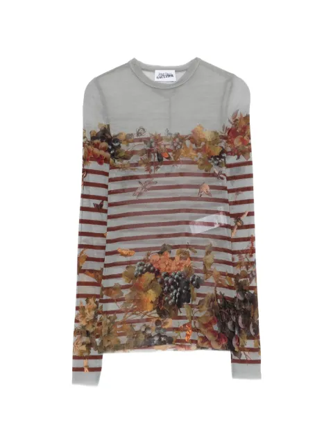 Jean Paul Gaultier Marinière striped grape-print top Grey 2601WTO420M014P