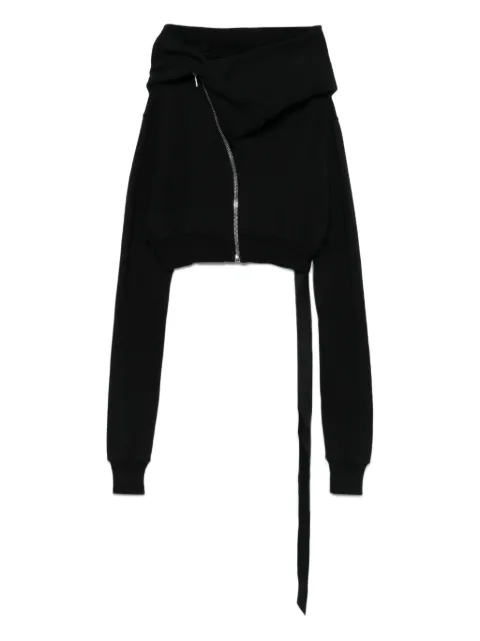 Rick Owens DRKSHDW draped zip-front asymmetrical hoodie Black DU02E7284FSL