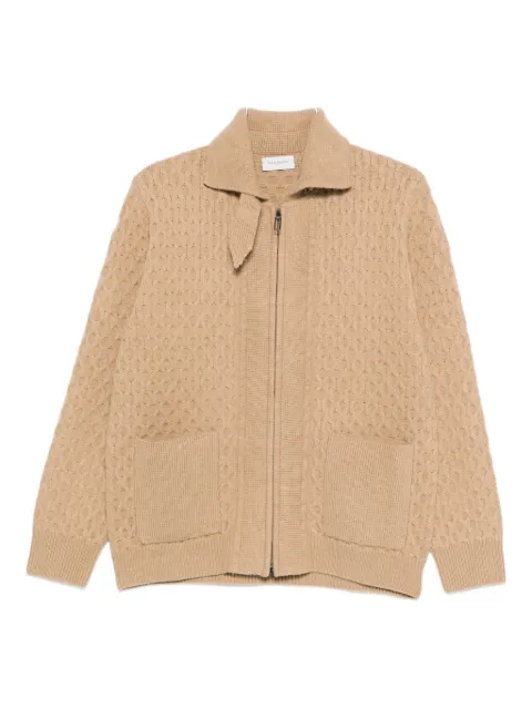Paolo Pecora honeycomb-pattern zip-up cardigan Neutrals AO01F0041178