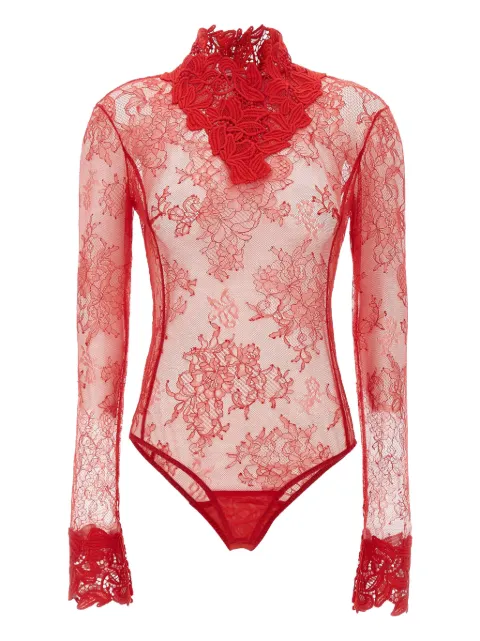 Blumarine floral-lace high-neck bodysuit Red 4C211AN0313