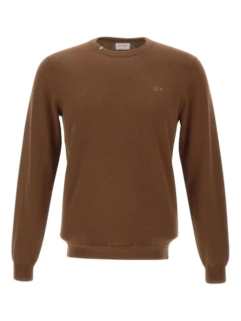 Sun68 logo-embroidered ribbed-cuff sweater Brown K4510108