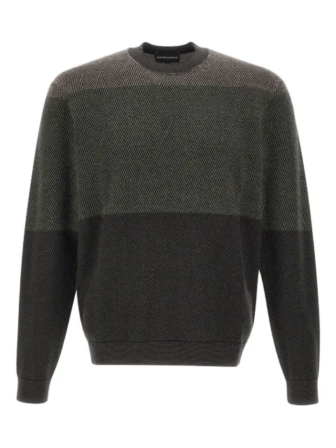Emporio Armani diamond-pattern wool sweater Grey EM002432AF18118F7046