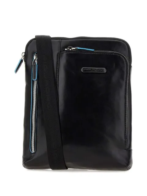 PIQUADRO zip-fastening embossed-logo shoulder bag Black CA1816B2