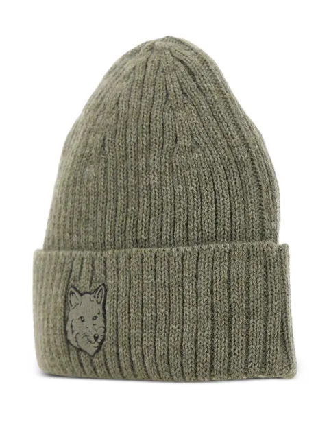 Maison Kitsuné fox-head ribbed beanie Green MM06111KT1022P131