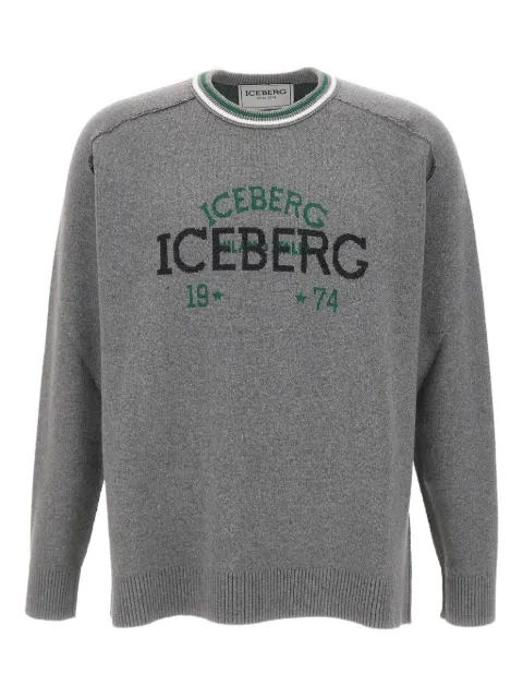 Iceberg logo-embroidered raglan-sleeve sweater Grey A01874698993