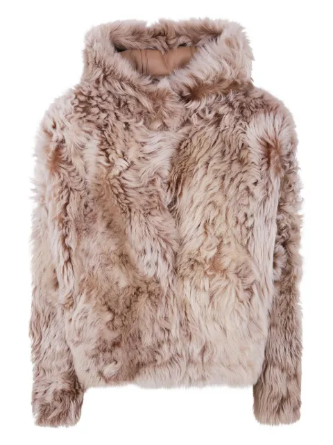 Yves Salomon hooded lamb-fur jacket Brown 26W25WYV62461TOSX