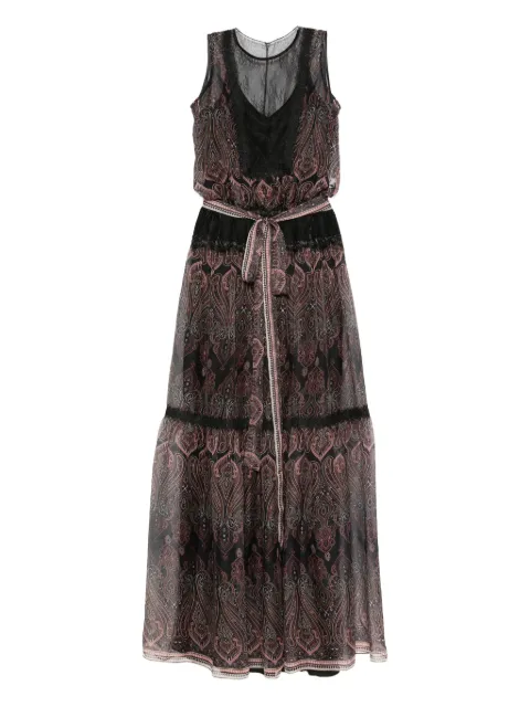 MIAU by Clara Rotescu paisley-print lace-trimmed maxi dress Black EMERIE