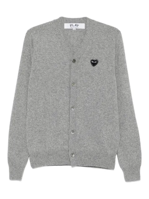 Comme Des Garçons Play heart-emblem rhinestone-embellishment cardigan Grey AXN806051