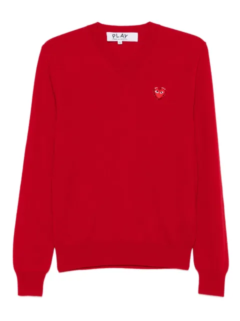 Comme Des Garçons Play heart-emblem V-neck sweater Red AXN801051