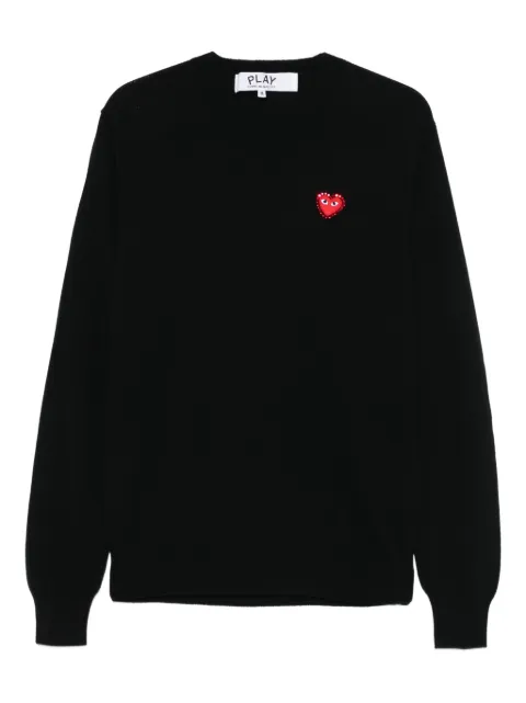 Comme Des Garçons Play emblem rhinestone-heart sweater Black AXN801051