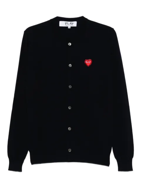 Comme Des Garçons Play heart-emblem rhinestone-embellishment cardigan Blue AXN802051
