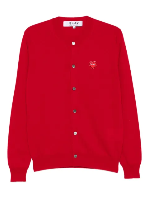 Comme Des Garçons Play heart-emblem rhinestone-embellishment cardigan Red AXN802051