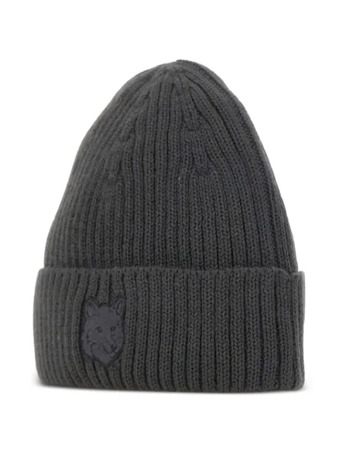 Maison Kitsuné fox-head ribbed beanie Grey MM06111KT1022P180