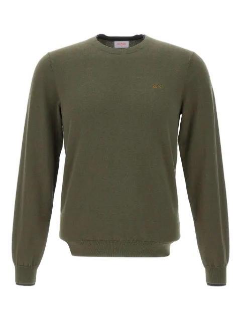 Sun68 crew-neck embroidered-logo sweater Green K4514174